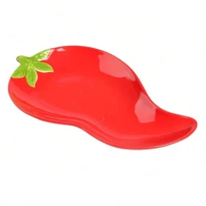 Lexi Home 11.8" Red Ceramic Chili-Shaped Serving Tray Red