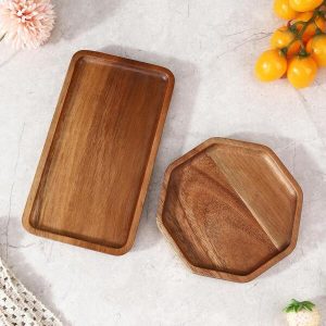 Wooden Tray, Small Appetizer Tray, Vegetable & Fruit Plate, Square Dessert Plate, Food Serving Platter, Cheese Board, Party Tray, Charging Station Plate, Charcuterie Board Christmas Gift Multicolor