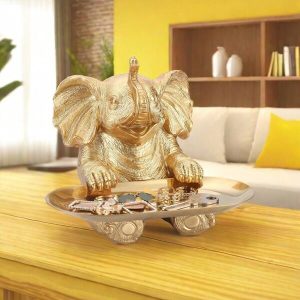 Gold/Silver Elephant Statue Suitable For Home Decoration Living Room Bookshelf TV Cabinet Office. Ornament Tray. Retirement Thank You Gifts - Gifts For Mom, Boss, Coworker, Teacher, Nurse, Friend, Wife, Sister Multicolor