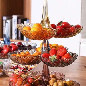 3pcs Creative Fruit Platter European Multi-Layer Stacked Rotating Dried Fruit Snack Platter Home Living Room Snack Confectionery Fruit Platter Multicolor