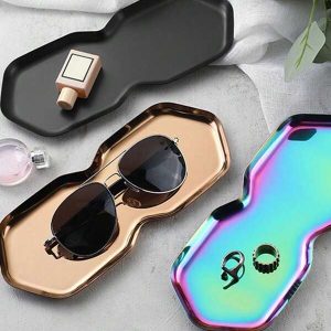 1pc Simple Stainless Steel Jewelry Tray, Perfume Ring Key Candle Organizer Tray Multicolor