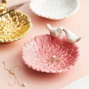 1pc Nordic Ins Style Bird Ceramic Jewelry Display Tray, Cute Trinket Organizer Plate For Daily Use Multicolor