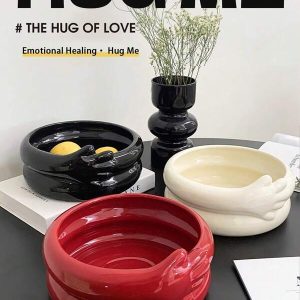 1pc Creative Nordic "Hug Me" Fruit Plate, Minimalist Ins Style Thick Ceramic Storage & Decor Plate, Luxurious High-End Snack & Fruit Tray For Living Room Coffee Table, Suitable For Home Use Hug Me ?? Fruit Plate