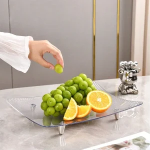 1PC Fruit Plate Living Room Home Coffee Table Light Luxury Style High-End Melon Seeds Candy Display Plate Snack Tray Transparent