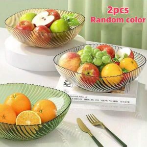 2pcs New Fruit Dish, For Hotel, Restaurant, Business Use, Home Coffee Table Fruit Plate, High-End Luxury, Lobby Candy/Snack Tray Multicolor