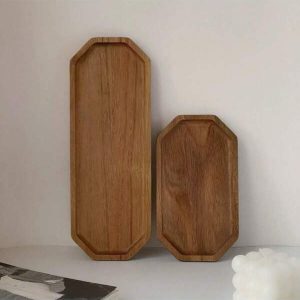 1/2pcs Wooden Tray, Serving Tray, Tea Tray Great For Holding Snacks, Dry Fruits, Fruits, Desserts, Tea Cups, Coffee Cups And Also Used As Jewelry, Bathroom, Home Decor Tray,Kitchen,Christmas Gift Brown